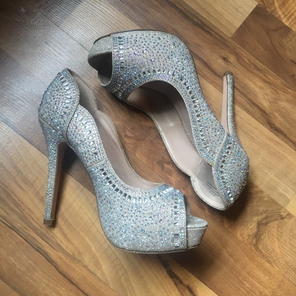 De Blossom Collection Shoes - DeBlossom Collection Rhinestone Platform Heels 7.5